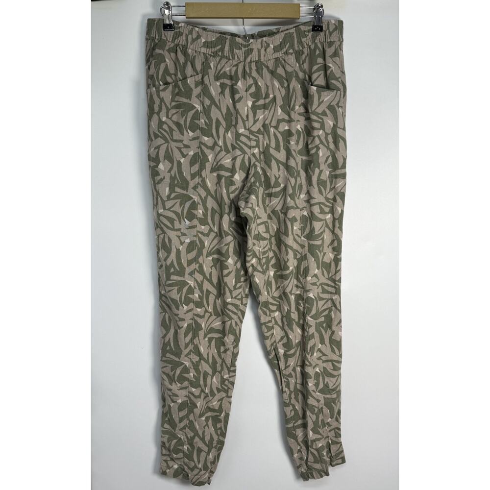 Old Navy Linen Rayon High Rise Straight Taper Pants Leaf Print L Tall